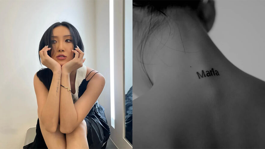 Hwasa's tattoos from Mamamoo South Korean girl band
