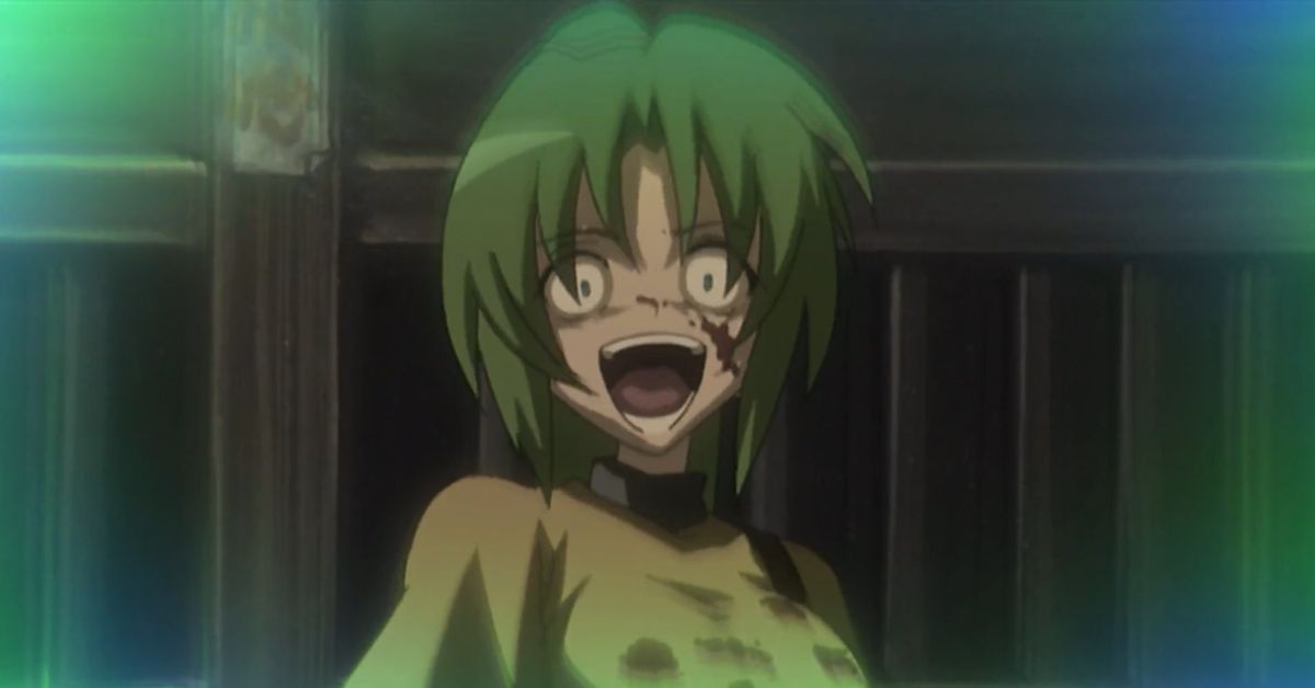 Shion Sonozaki from Higurashi: When They Cry is one of the craziest yandere girls in anime. 