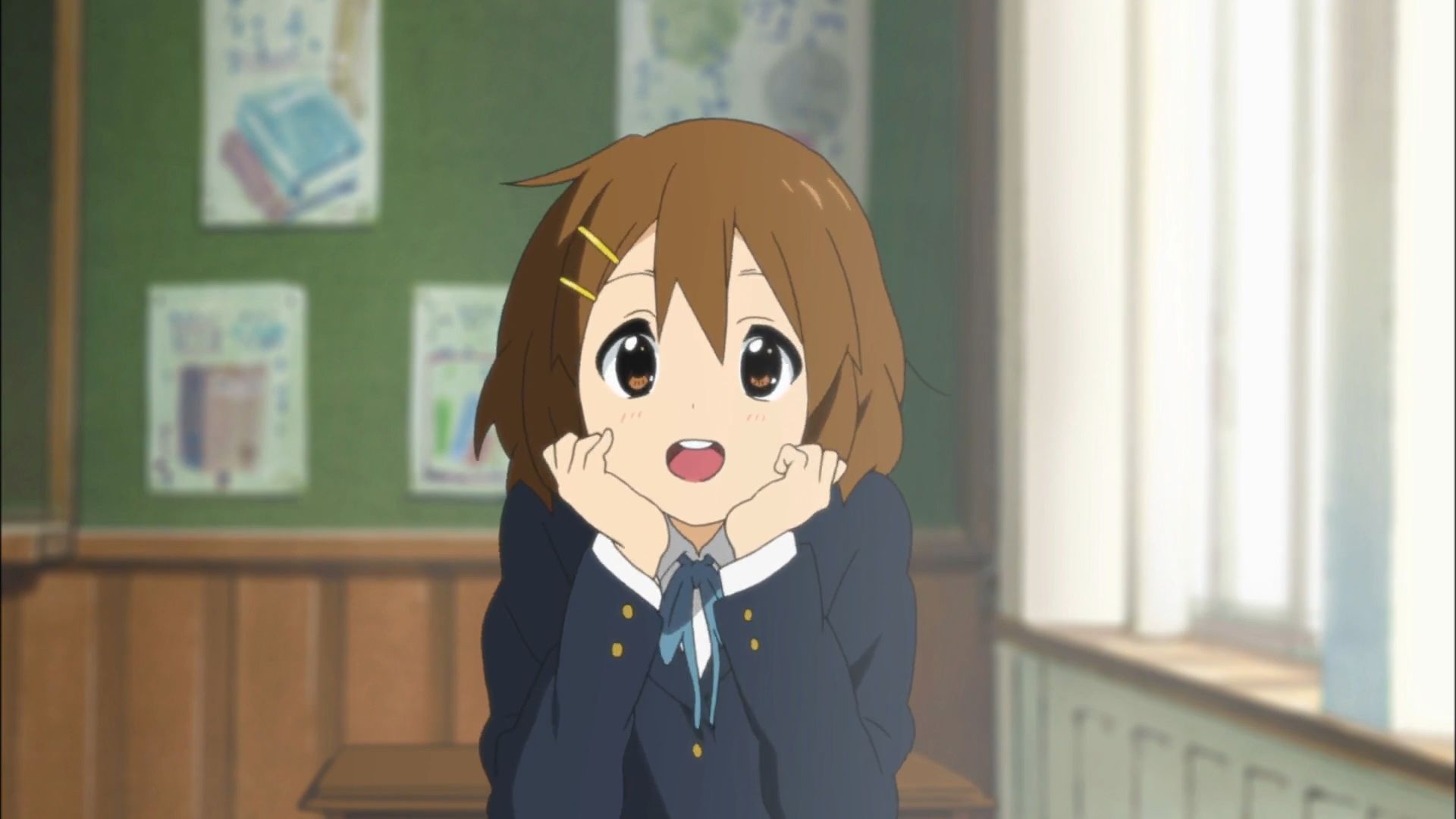 Yui Hirasawa from K-On! is one of the cute anime girls.